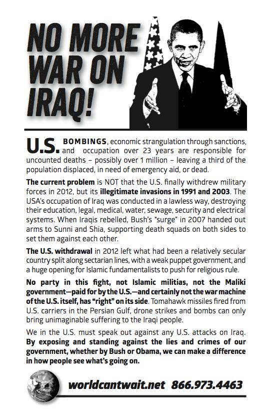 No war on Iraq flier
