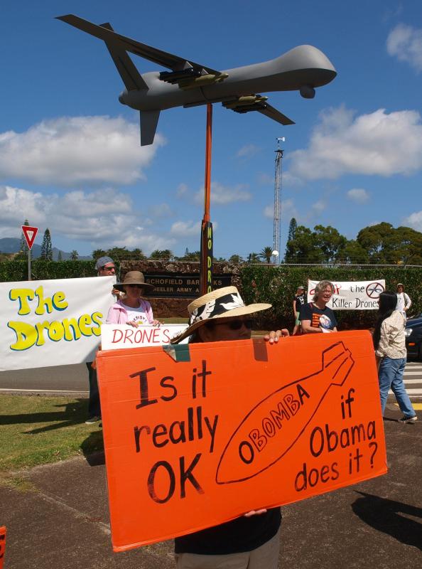 Protesting drones at Wheeler AFB in Hawai'i