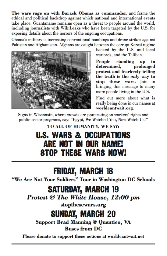 March 19th Anti-war protest flier